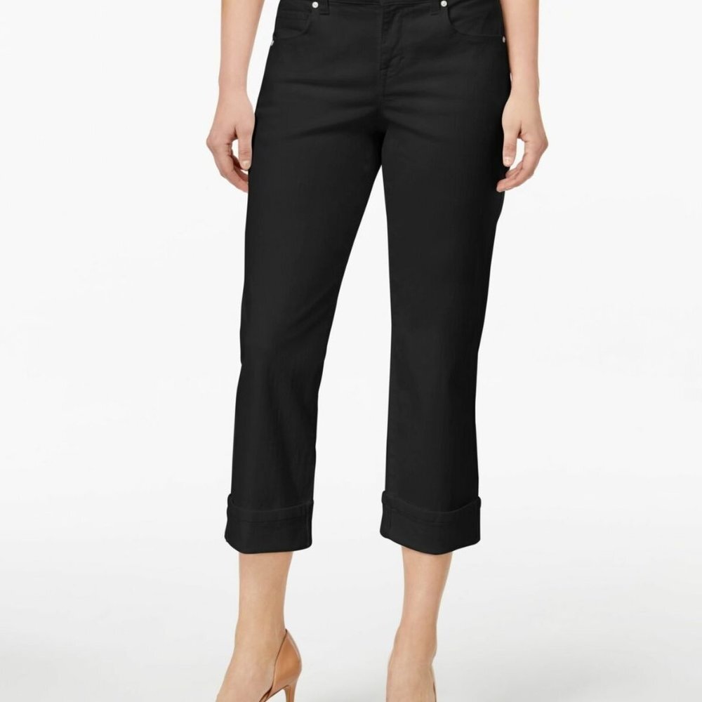 Style & Co. women 12P black pocketed curvy‎ capri jeans